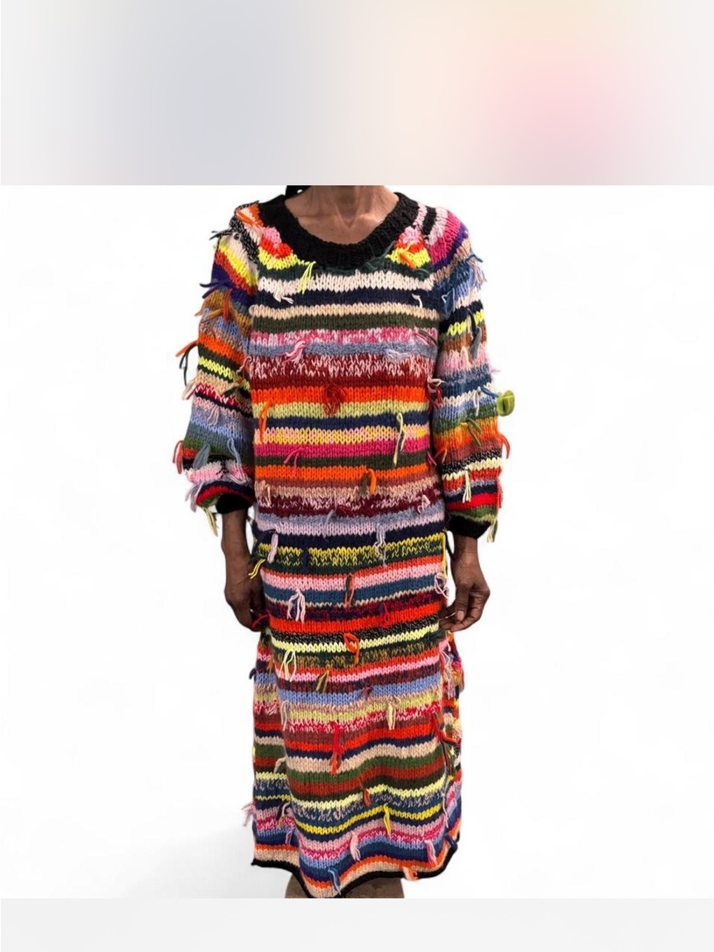 CAVIA multicolor knitted striped maxi dress